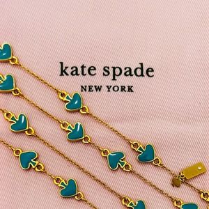 Kate Spade Gold “Spade to Spade” Long Necklace in Teal